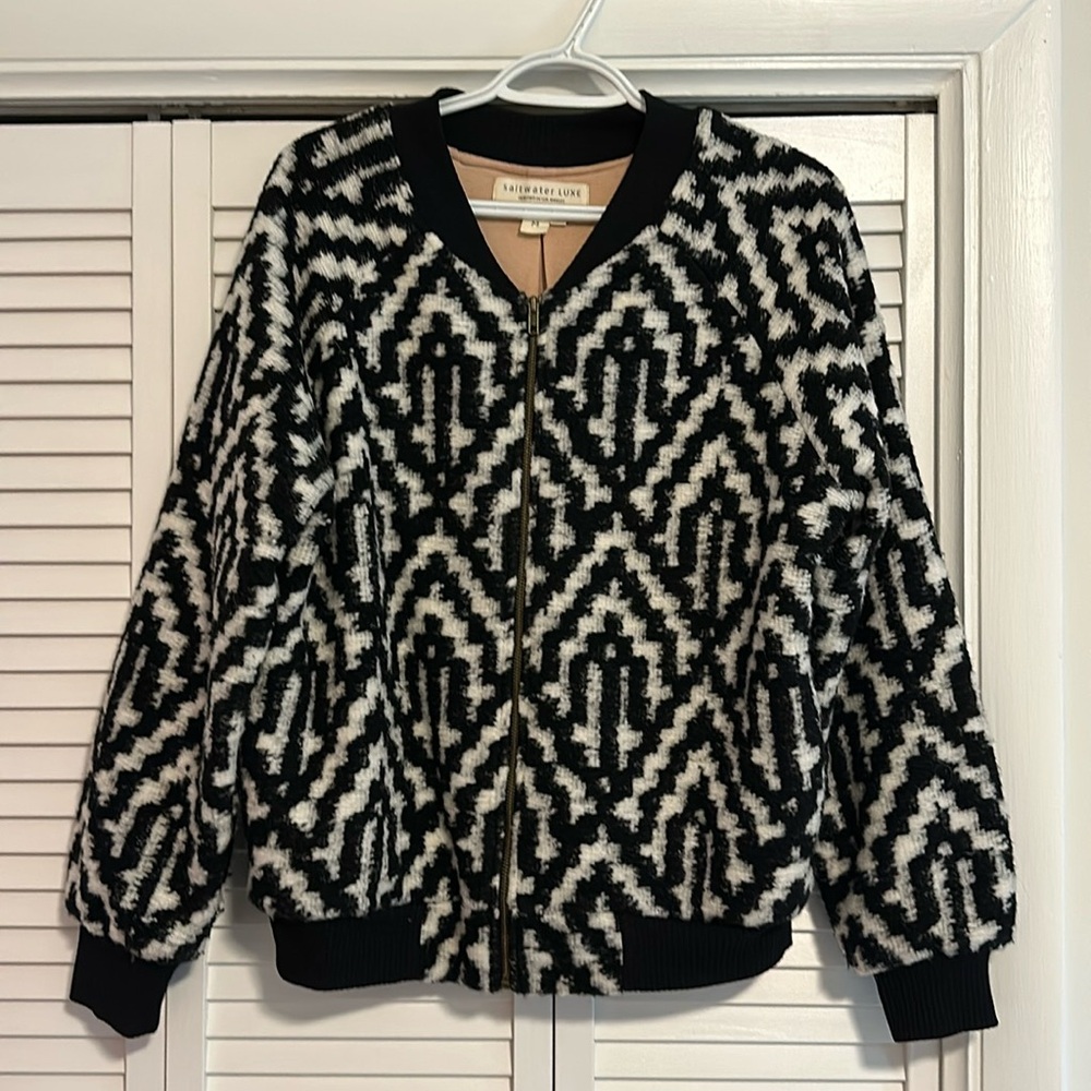 Black and White Crossfire Bomber Jacket